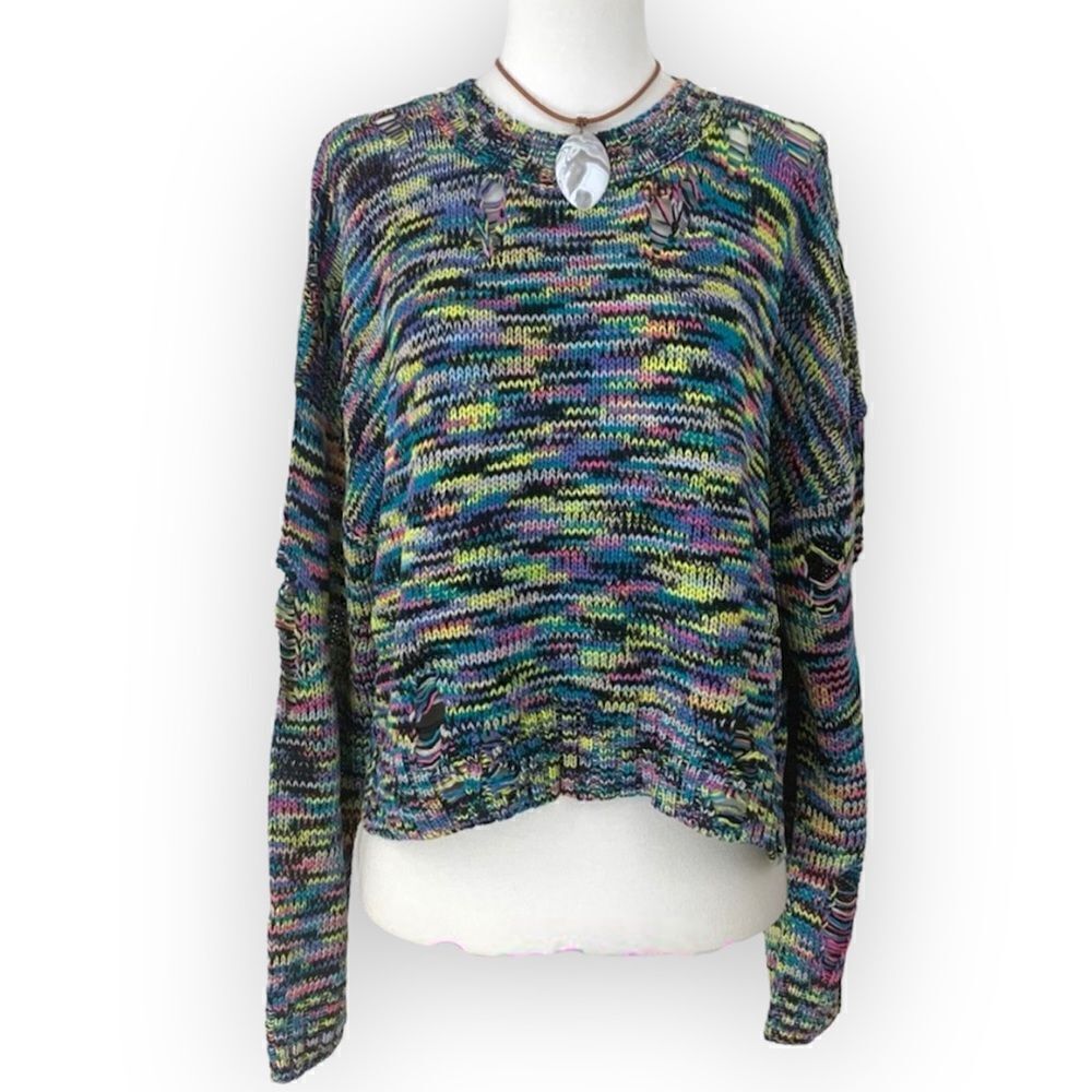 525 America Distressed multicolor sweater